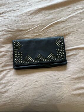 Big Buddha Black Clutch with Gold Stud Accents